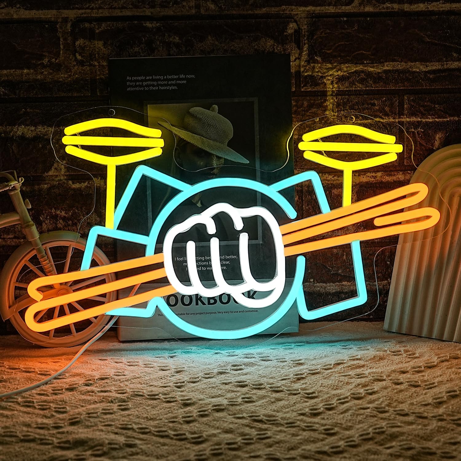 Drum Set Neon Sign USB Powered - Musical Instrument ____ 评论和价格