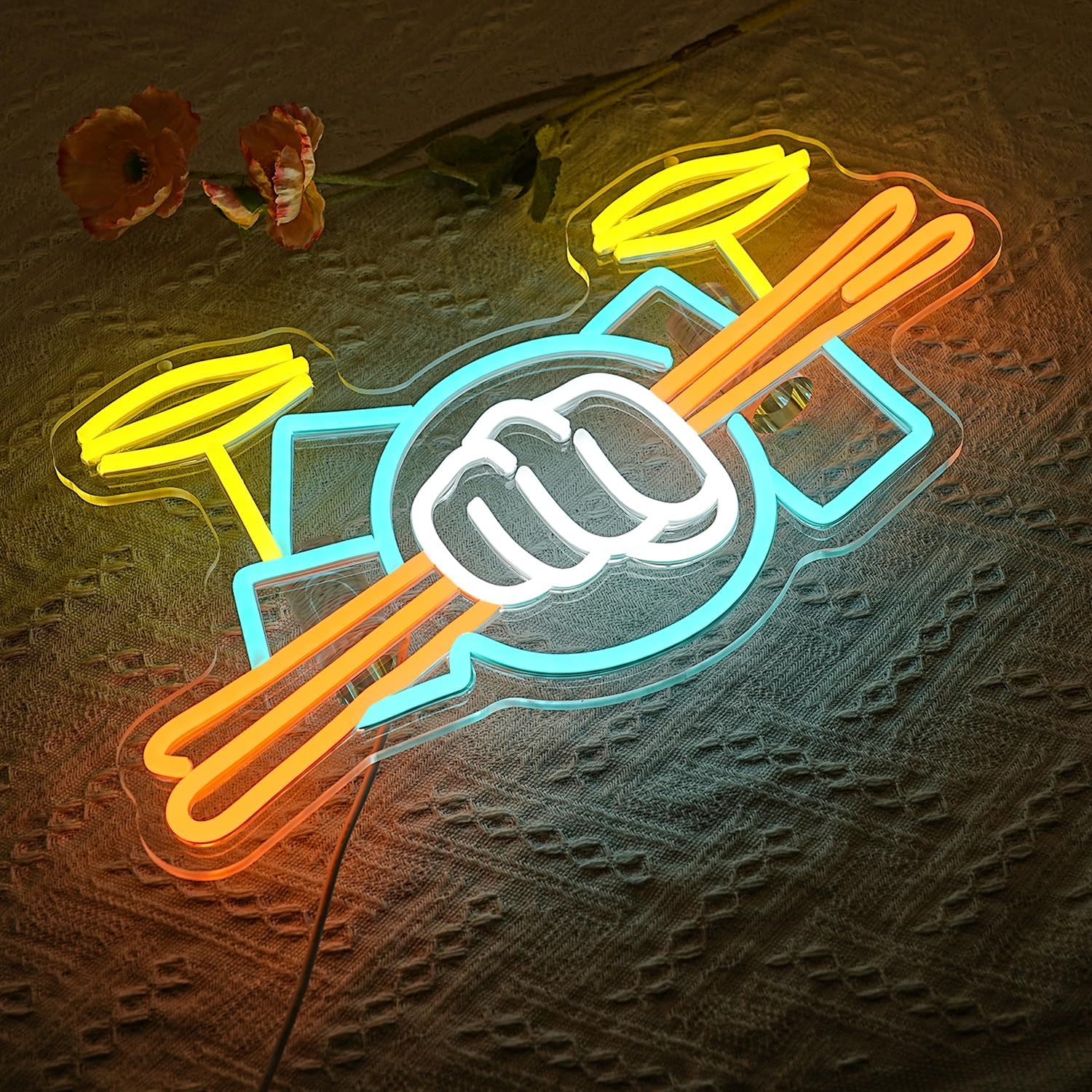 Drum Set Neon Sign USB Powered - Musical Instrument ____ 评论和价格