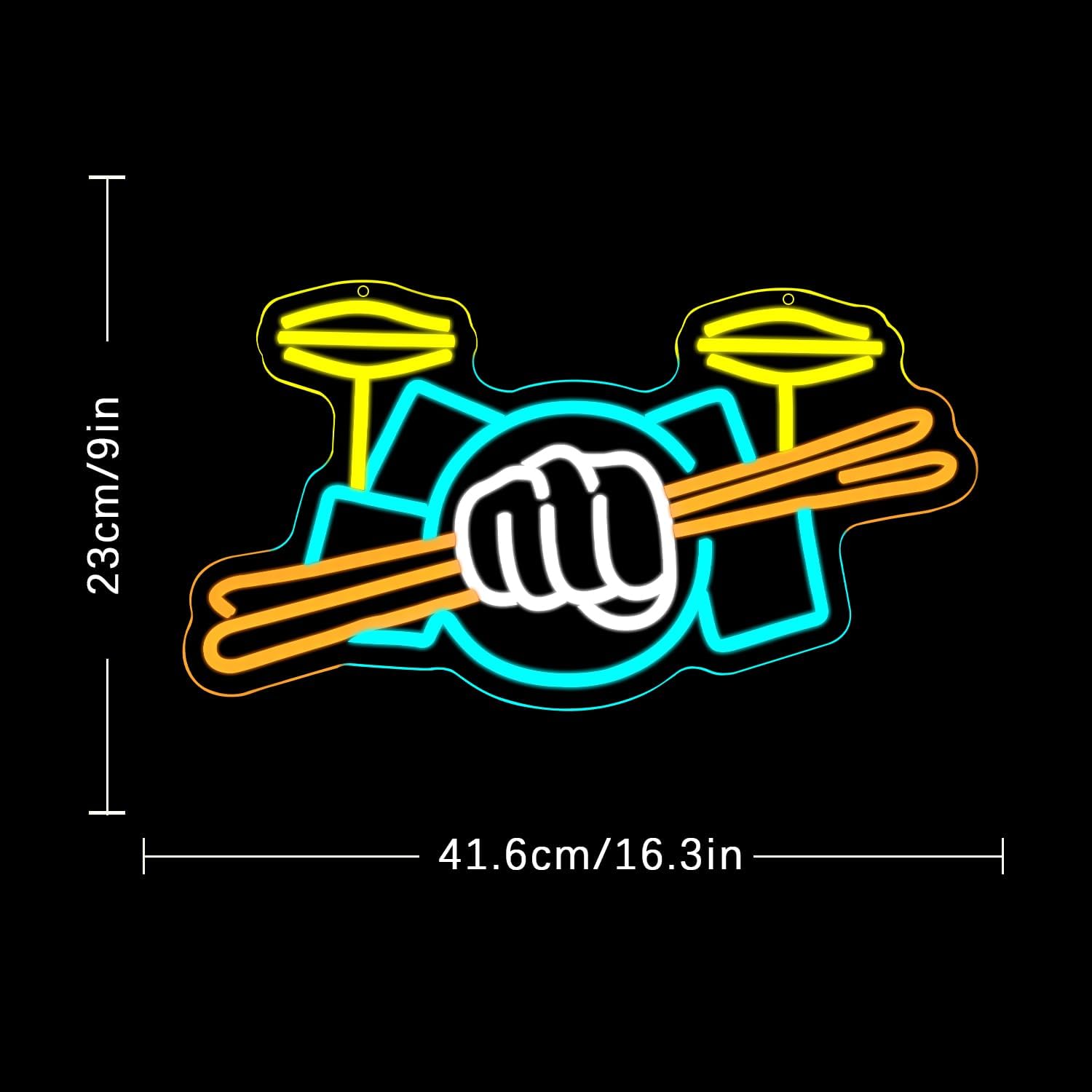 Drum Set Neon Sign USB Powered - Musical Instrument ____ 评论和价格