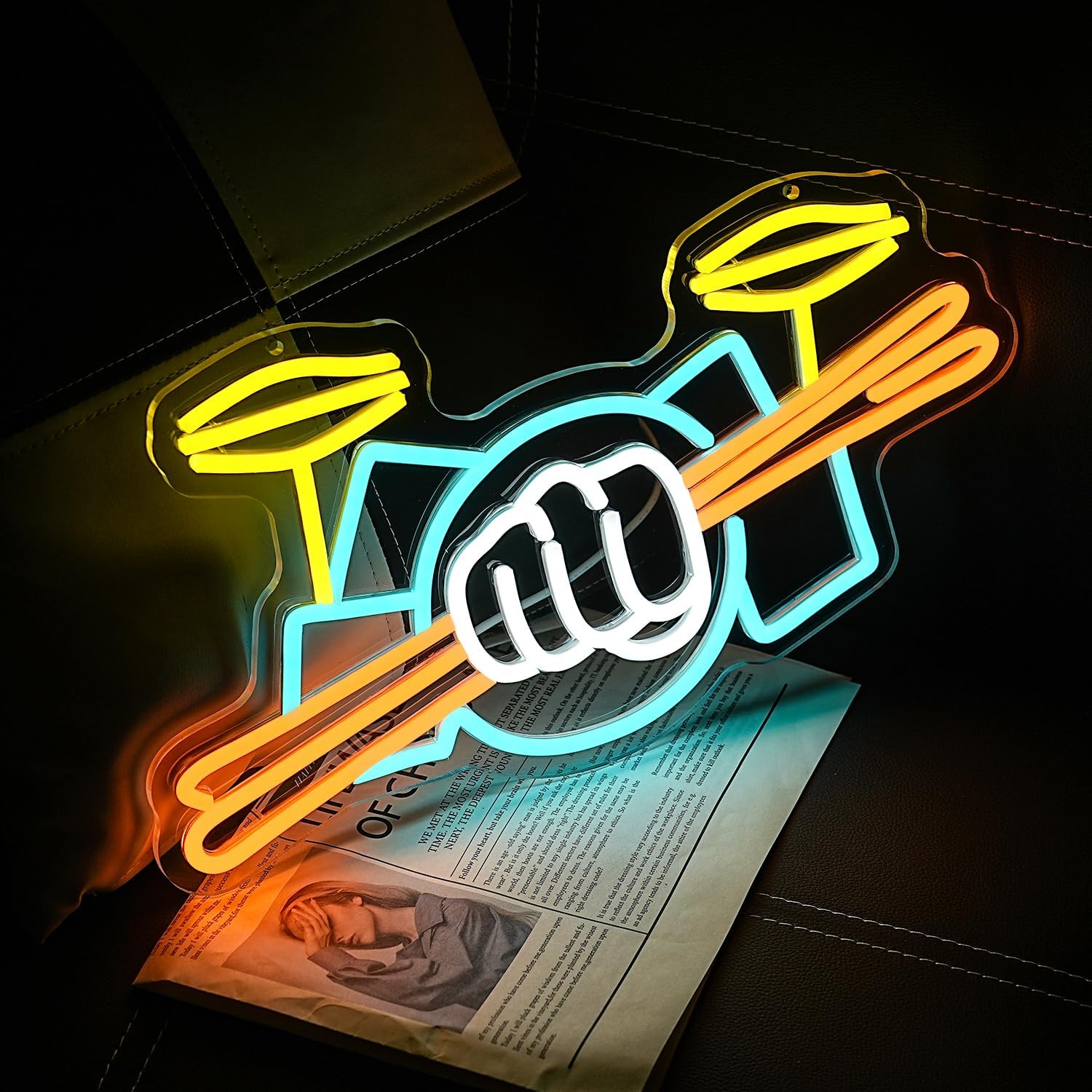 Drum Set Neon Sign USB Powered - Musical Instrument ____ 评论和价格