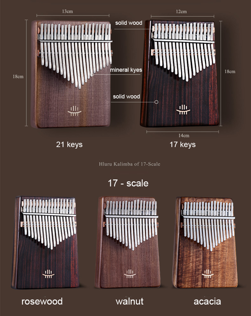 Hluru Kalimba 17 Keys with Hol - Musical Instrument Qin 评论和价格