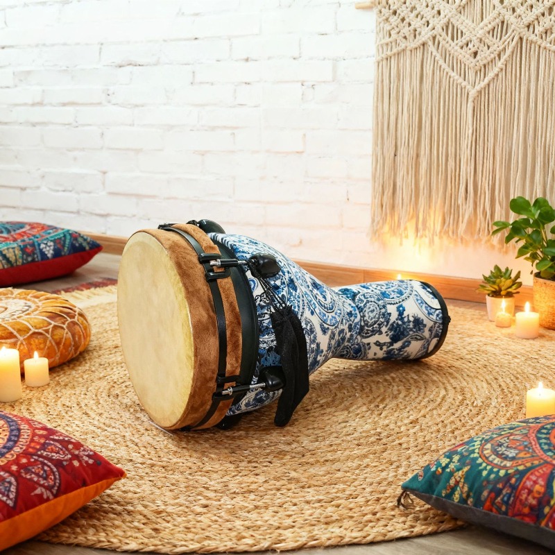 New 12-inch African drum mecha - Musical Instrument With Hand 评论和价格